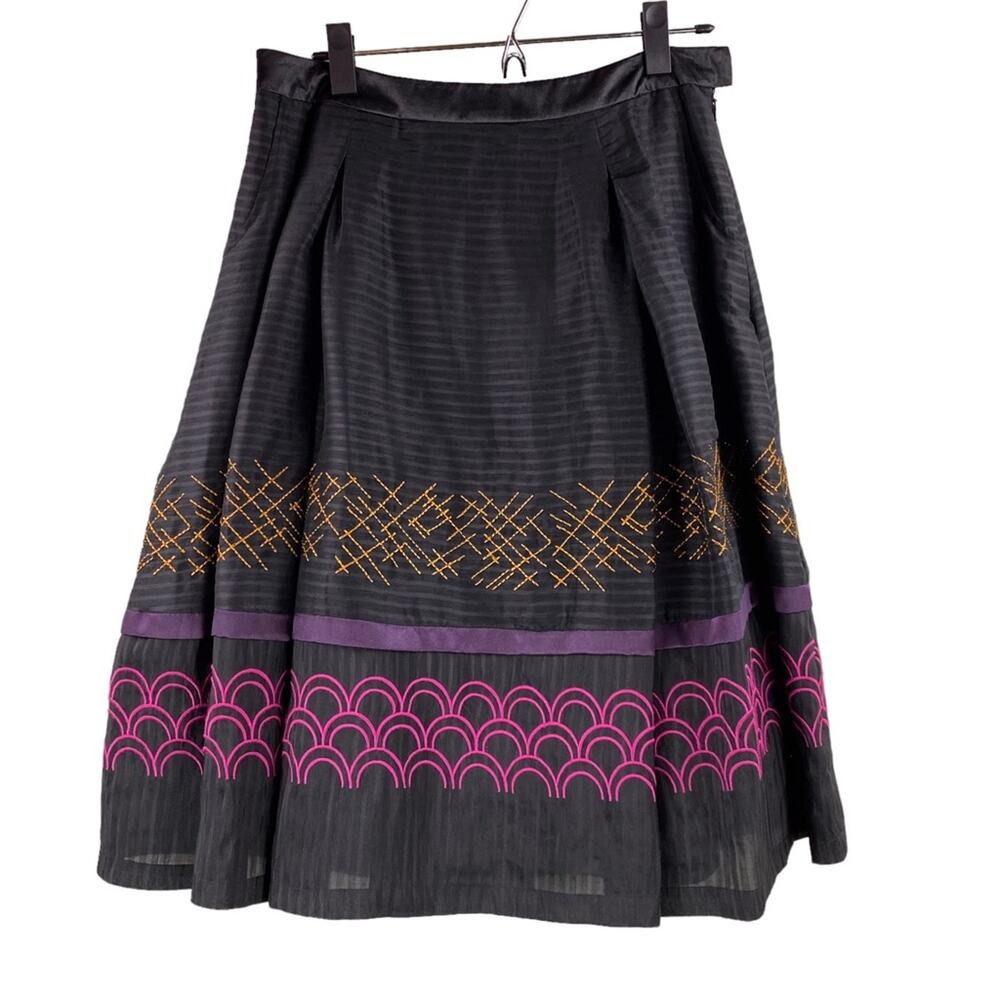Sundance Womens Linen Silk Embroidered Full Skirt Size 6 NWOT